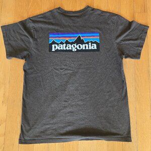 Patagonia Shirt Mens Large Gray P-6 Logo Responsibili-Tee Regular Fit Hiking